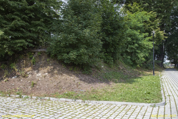 Dwór obronny w Łodygowicach pozostałości ziemnych umocnień.