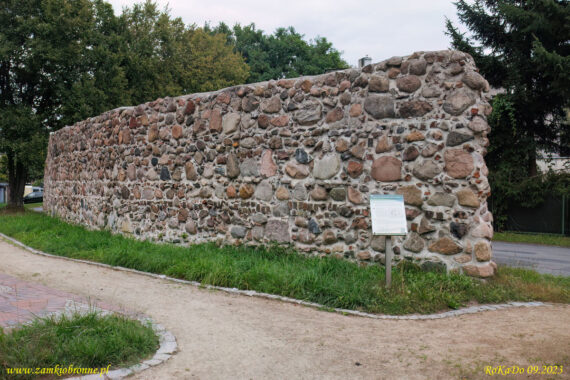 Dąbie zachowany fragment miejskich murów obronnych.